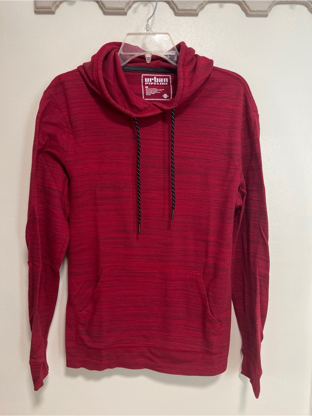 Urban Pipeline Men’s Red Hooded/ Pullover Long-Sleeve Shirt - medium